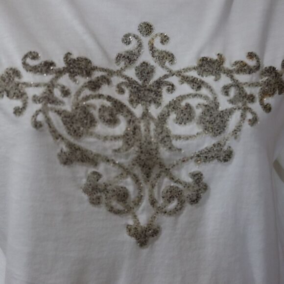Velvet Silver Embellished Long Sleeve Tee | Vintage 90s Normcore Medium - Picture 7 of 12